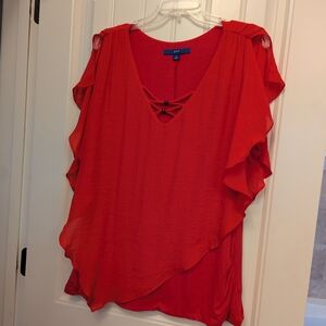 Apt. 9 Bold Red Flutter Sleeve Blouse